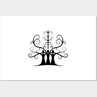 Three Sisters Tree Of Life (Black Version) Posters and Art